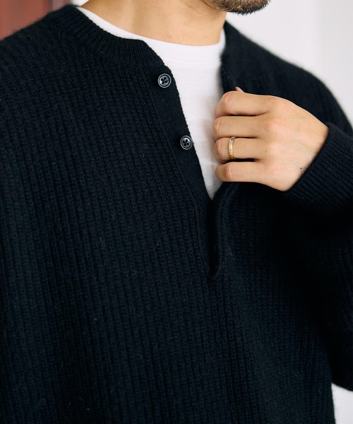 B.C STOCK(ベーセーストック)の「SOFT ANGORA BLEND アゼヘンリーネックニット(ニット/セーター・メンズ・ブラック/ベージュ/グリーン・MEDIUM/LARGE)」の20枚目の写真