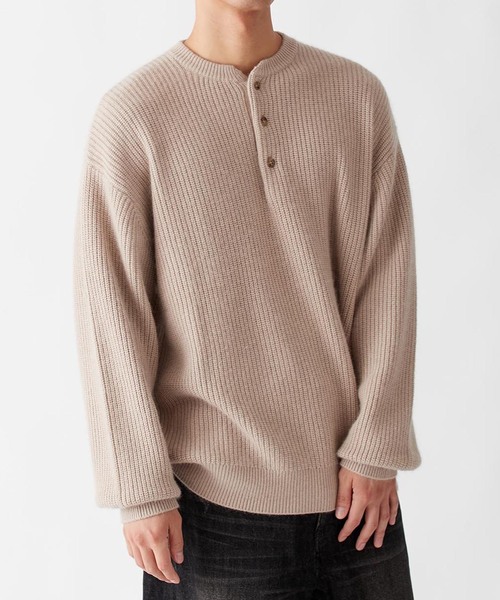 B.C STOCK(ベーセーストック)の「SOFT ANGORA BLEND アゼヘンリーネックニット(ニット/セーター・メンズ・ブラック/ベージュ/グリーン・MEDIUM/LARGE)」の10枚目の写真