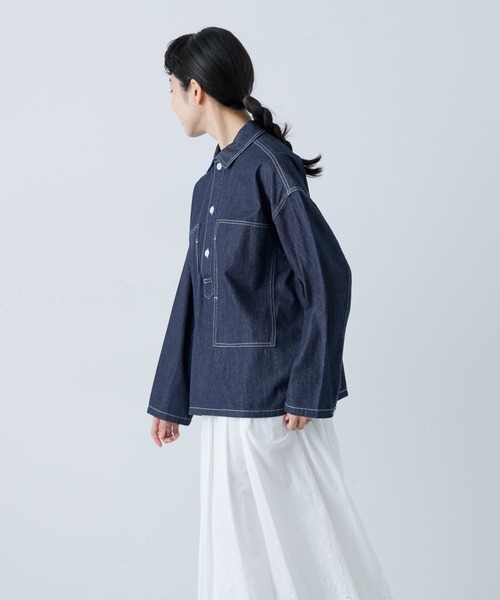 かぐれ（カグレ）の「デニムプルオーバーシャツ（シャツ/ブラウス