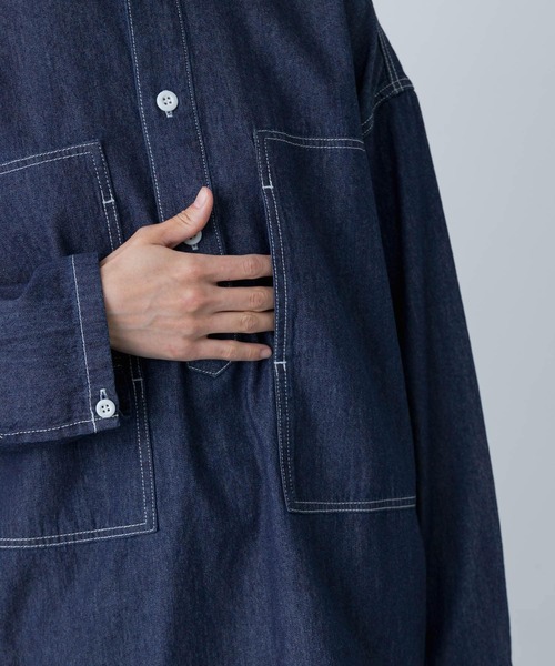 かぐれ（カグレ）の「デニムプルオーバーシャツ（シャツ/ブラウス