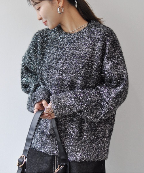 Meli rich(メリーリッチ)の「フェザーニットプルオーバー(ニット/セーター・レディース・アイボリー/ブラック/ターコイズブルー/オフホワイト/ブラック系その他/グレー・MEDIUM)」の3枚目の写真