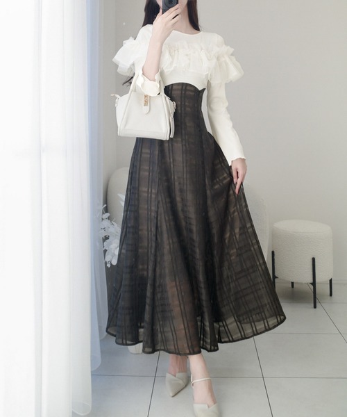 セール】【mily bilet】大人の女性にぴったり！チュールフリルデザイン