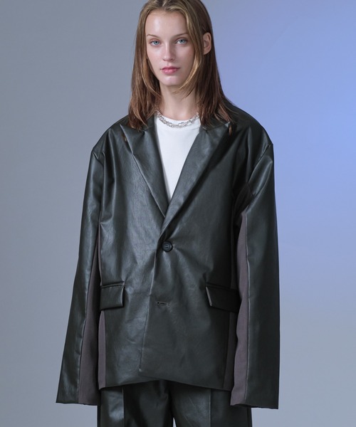 selle glant(セレグランテ)の「TAILORED SWITCHING JACKET/テーラードスイッチングジャケット(テーラードジャケット・メンズ・ブラック/カーキ・SMALL/MEDIUM/LARGE)」の2枚目の写真