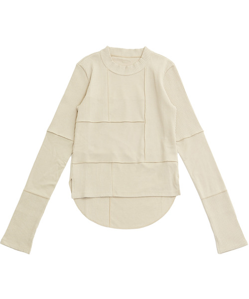 CONVERSE TOKYO（コンバーストウキョウ）の「【HL】PATCHWORK RIB TOPS（Tシャツ/カットソー・レディース・ホワイト/ブルー/ブラック/ベージュ/レッド/ブラウン・FREE）」の5枚目の写真