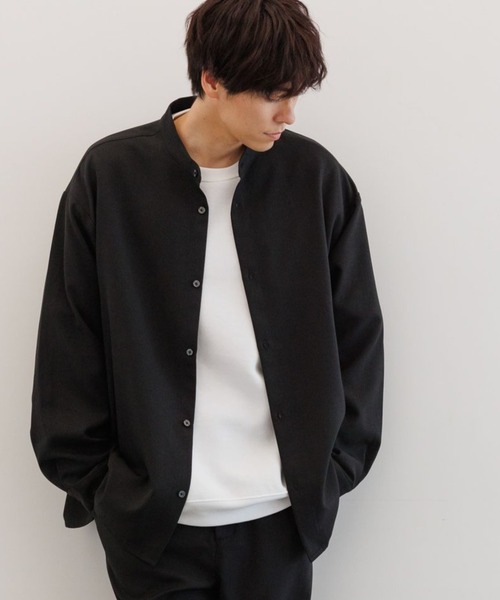 LAKOLE(ラコレ)の「ドライウーリーバンドシャツ / 145417(シャツ/ブラウス・メンズ・ブラック/ライトグレー/ブラウン・LARGE/X-LARGE/MEDIUM)」の2枚目の写真