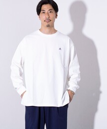【GEVACO/ゲバコ】ワンポイントロゴ クルーネック 長袖Tシャツ サイドスリット