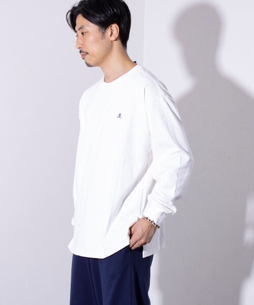 GEVACO（ゲバコ）の「【GEVACO/ゲバコ】ワンポイントロゴ クルーネック 長袖Tシャツ サイドスリット（Tシャツ/カットソー・メンズ・レッド/チャコールグレー/ホワイト/イエロー/オートミール・S/M/L）」の7枚目の写真