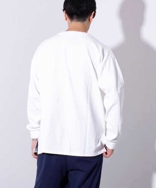 GEVACO（ゲバコ）の「【GEVACO/ゲバコ】ワンポイントロゴ クルーネック 長袖Tシャツ サイドスリット（Tシャツ/カットソー・メンズ・レッド/チャコールグレー/ホワイト/イエロー/オートミール・S/M/L）」の8枚目の写真