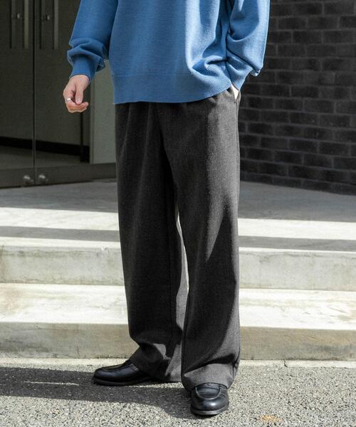 FORK&SPOON(フォークアンドスプーン)の「FORK&SPOON ウールライクイージーパンツ(その他パンツ・メンズ・チャコールグレー/グリーン系その他・4/5)」の2枚目の写真