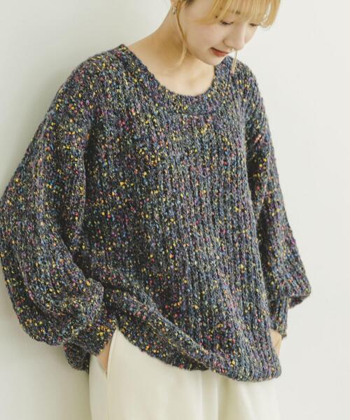 ITEMS URBANRESEARCH(アイテムズ アーバンリサーチ)の「シアーネップニット(ニット/セーター・レディース・ピンク/ネイビー/グレー・FREE)」の1枚目の写真