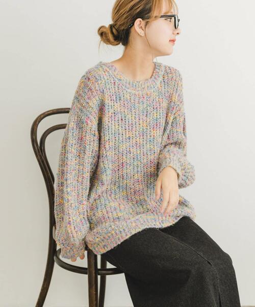 ITEMS URBANRESEARCH(アイテムズ アーバンリサーチ)の「シアーネップニット(ニット/セーター・レディース・ピンク/ネイビー/グレー・FREE)」の2枚目の写真