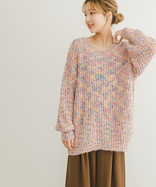 ITEMS URBANRESEARCH(アイテムズ アーバンリサーチ)の「シアーネップニット(ニット/セーター・レディース・ピンク/ネイビー/グレー・FREE)」の3枚目の写真