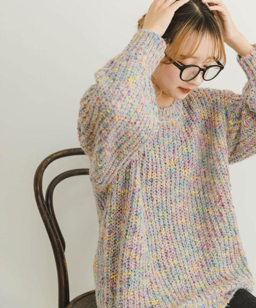 ITEMS URBANRESEARCH(アイテムズ アーバンリサーチ)の「シアーネップニット(ニット/セーター・レディース・ピンク/ネイビー/グレー・FREE)」の4枚目の写真