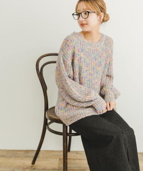ITEMS URBANRESEARCH(アイテムズ アーバンリサーチ)の「シアーネップニット(ニット/セーター・レディース・ピンク/ネイビー/グレー・FREE)」の5枚目の写真