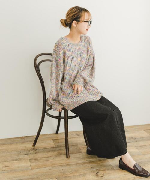 ITEMS URBANRESEARCH(アイテムズ アーバンリサーチ)の「シアーネップニット(ニット/セーター・レディース・ピンク/ネイビー/グレー・FREE)」の6枚目の写真