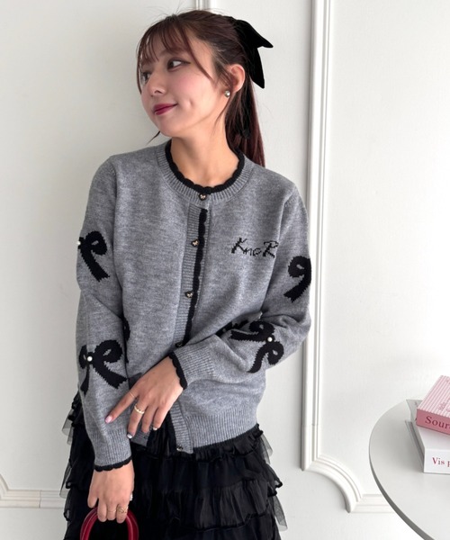 Loueme（ルエム）の「リボンジャガードバイカラーニットカーディガン（カーディガン/ボレロ・レディース・レッド/アイボリー/グレー・FREE）」の13枚目の写真