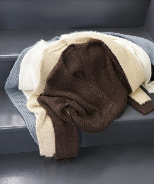 select MOCA（セレクトモカ）の「Vネックシャギーリブショートカーディガン（カーディガン/ボレロ・レディース・ブラウン/チャコール/ベージュ/アイボリー・FREE）」の14枚目の写真