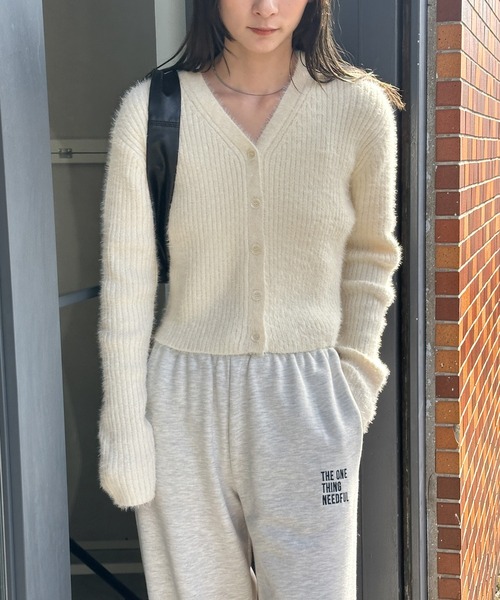 select MOCA（セレクトモカ）の「Vネックシャギーリブショートカーディガン（カーディガン/ボレロ・レディース・ブラウン/チャコール/ベージュ/アイボリー・FREE）」の21枚目の写真