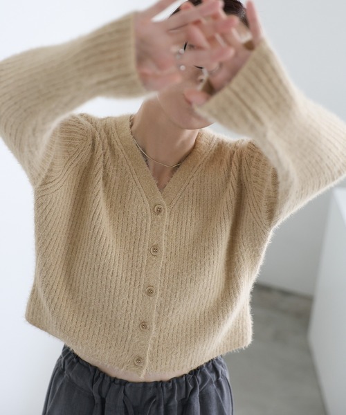 select MOCA（セレクトモカ）の「Vネックシャギーリブショートカーディガン（カーディガン/ボレロ・レディース・ブラウン/チャコール/ベージュ/アイボリー・FREE）」の21枚目の写真