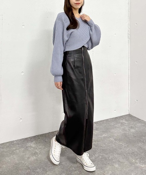 archives（アルシーヴ）の「ＦＺＩＰフェイクレザータイトスカート（スカート・レディース・ブラック/ブラウン・MEDIUM）」の8枚目の写真