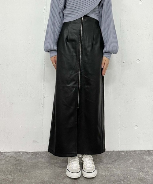 archives（アルシーヴ）の「ＦＺＩＰフェイクレザータイトスカート（スカート・レディース・ブラック/ブラウン・MEDIUM）」の19枚目の写真