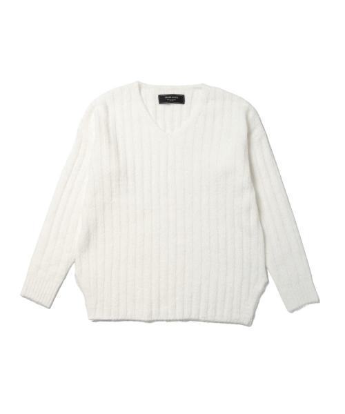 BEAMS LIGHTS Women's（ビームスライツ ウィメンズ）の「BEAMS LIGHTS / Vネックワイドリブ プルオーバー（ニット/セーター・レディース・オフホワイト/グレー/オリーブ・ONE SIZE）」の5枚目の写真