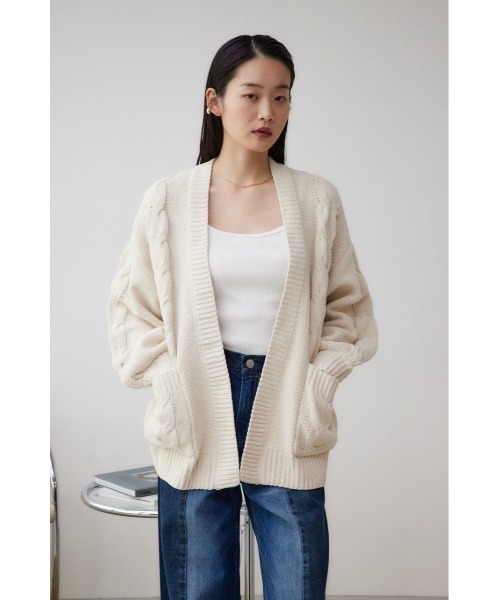 セール】シェニールケーブルニットロングカーディガン（カーディガン