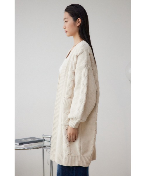 AZUL by moussy(アズールバイマウジー)の「シェニールケーブルニットロングカーディガン(カーディガン/ボレロ・レディース・ブラック/アイボリー/ダークグリーン/ライトグレー・SMALL/MEDIUM)」の10枚目の写真
