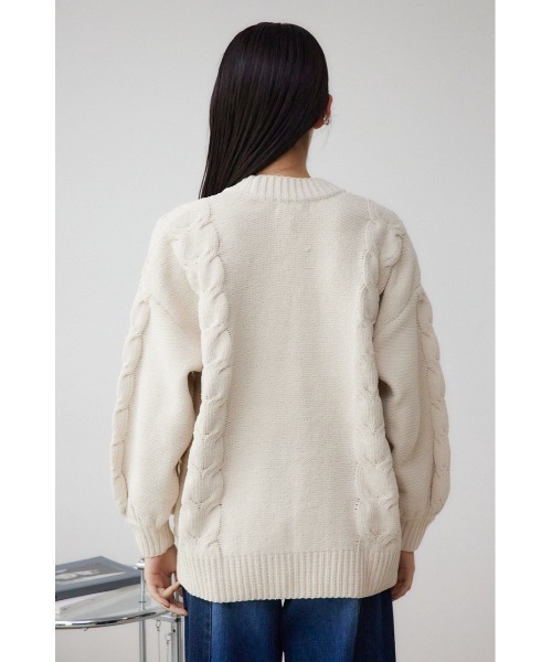 AZUL by moussy(アズールバイマウジー)の「シェニールケーブルニットロングカーディガン(カーディガン/ボレロ・レディース・ブラック/アイボリー/ダークグリーン/ライトグレー・SMALL/MEDIUM)」の19枚目の写真