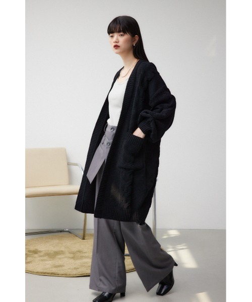 セール】シェニールケーブルニットロングカーディガン（カーディガン
