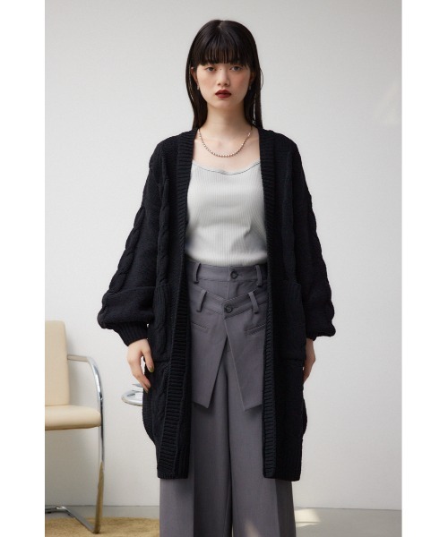 セール】シェニールケーブルニットロングカーディガン（カーディガン