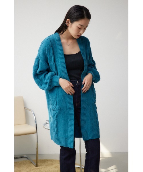 セール】シェニールケーブルニットロングカーディガン（カーディガン
