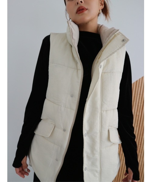 TRUNC（トランクエイティーエイト）の「Side Shirring Patted Vest（ダウンベスト・レディース・ブラック/アイボリー・FREE）」の11枚目の写真
