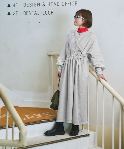 セール】【CLIP BY STAFF/コツ企画】ラグランスウェットワンピース