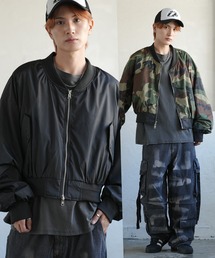 無地&総柄 リバーシブル ミリタリージャケット