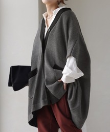 カーディガン ポンチョ axes femme カーディガン ローズ刺繍ニットポンチョ レディース