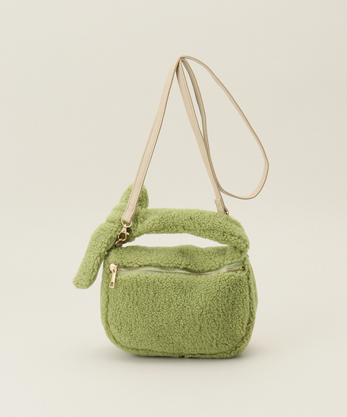 T・S・L（ティーエスエル）の「T.S.L/ティーエスエル ボアハンドバッグ（ショルダーバッグ・レディース・ブラック/アイボリー/ライトグリーン・FREE）」の3枚目の写真