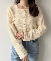 mipiarl | ぽこぽこ金ボタントップス(薄手、裏地なし)(Tシャツ/カットソー)