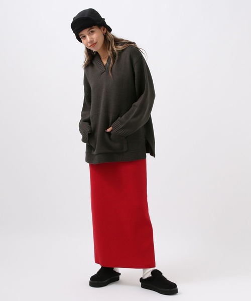 BAYFLOW（ベイフロー）の「[柔らかでチクチクしにくい]スキッパーニットフーディ（ニット/セーター・レディース・ベージュ/チャコール・FREE）」の21枚目の写真