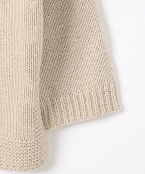 BAYFLOW（ベイフロー）の「[柔らかでチクチクしにくい]スキッパーニットフーディ（ニット/セーター・レディース・ベージュ/チャコール・FREE）」の15枚目の写真