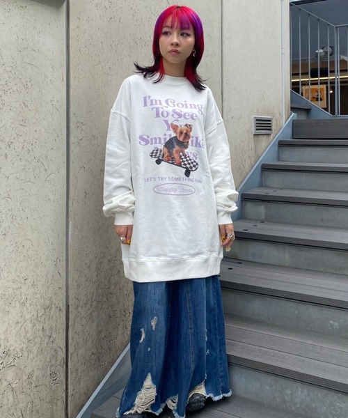 Candy Stripper（キャンディストリッパー）の「I'M GOING SWEAT ワンピース（スウェット・レディース・オフホワイト/ライトブルー/ネイビー/ヘザーグレー・2）」の16枚目の写真