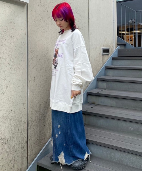 Candy Stripper（キャンディストリッパー）の「I'M GOING SWEAT ワンピース（スウェット・レディース・オフホワイト/ライトブルー/ネイビー/ヘザーグレー・2）」の22枚目の写真