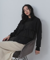 サテンアシメフリルプルオーバー