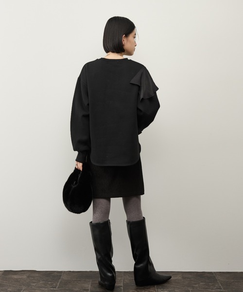 Shelly island（シェリーアイランド）の「サテンアシメフリルプルオーバー（スウェット・レディース・ホワイト/ブラック・FREE）」の5枚目の写真