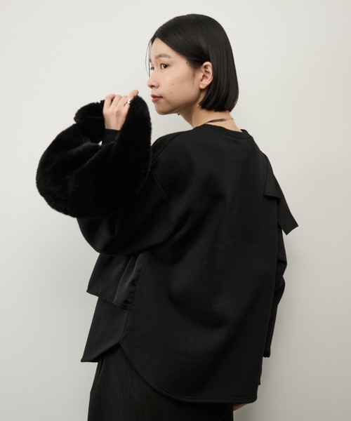 Shelly island（シェリーアイランド）の「サテンアシメフリルプルオーバー（スウェット・レディース・ホワイト/ブラック・FREE）」の9枚目の写真