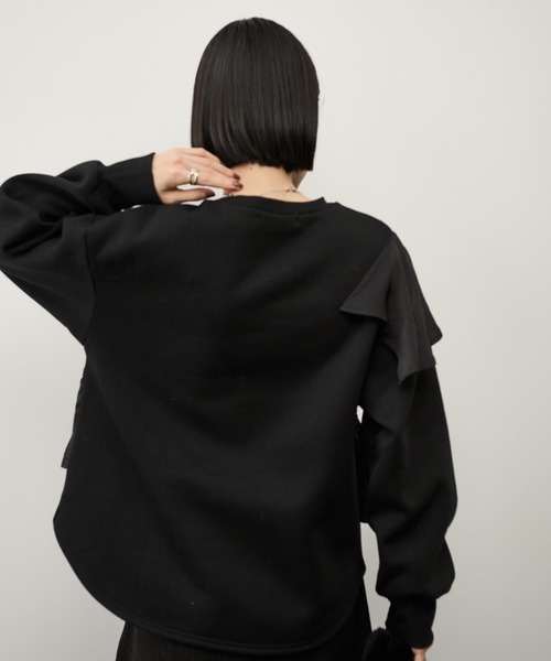 Shelly island（シェリーアイランド）の「サテンアシメフリルプルオーバー（スウェット・レディース・ホワイト/ブラック・FREE）」の10枚目の写真