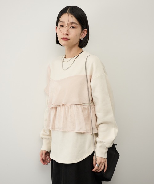 Shelly island（シェリーアイランド）の「サテンアシメフリルプルオーバー（スウェット・レディース・ホワイト/ブラック・FREE）」の17枚目の写真