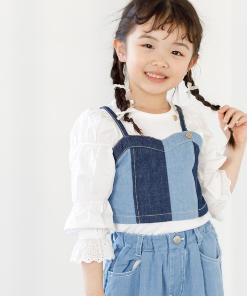 MAKE YOUR DAY（メイクユアデイ）の「ママとおそろいバルーン袖長袖Tシャツ■80～140cm（Tシャツ/カットソー・キッズ・オフホワイト/イエロー/ライトグレー・80/90/100/110/120/130/140）」の2枚目の写真