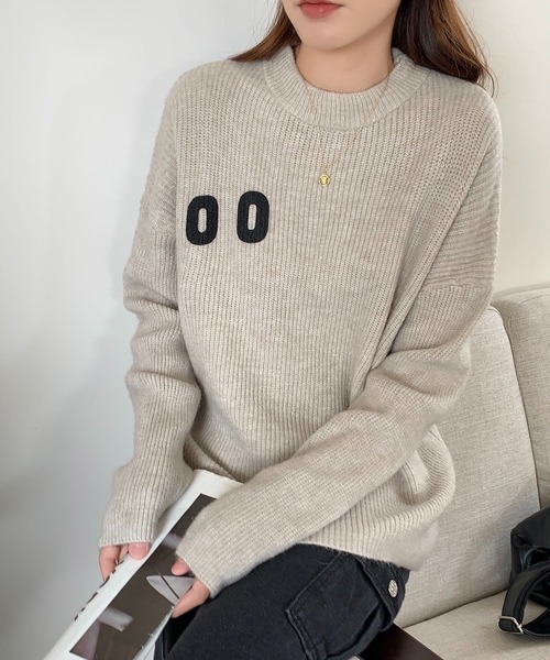 gossip!ロサンゼルス(ゴシップロサンゼルス)の「Y2K ナンバリング刺繍ビッグニット(ニット/セーター・レディース・グレー・FREE)」の2枚目の写真