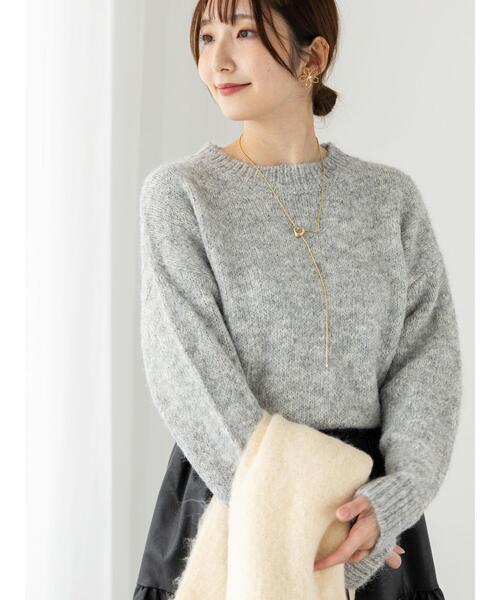 Te chichi TERRASSE(テチチテラス)の「ラメ混起毛杢クルーニット(ニット/セーター・レディース・ベージュ/ピンク/グレー・F)」の2枚目の写真